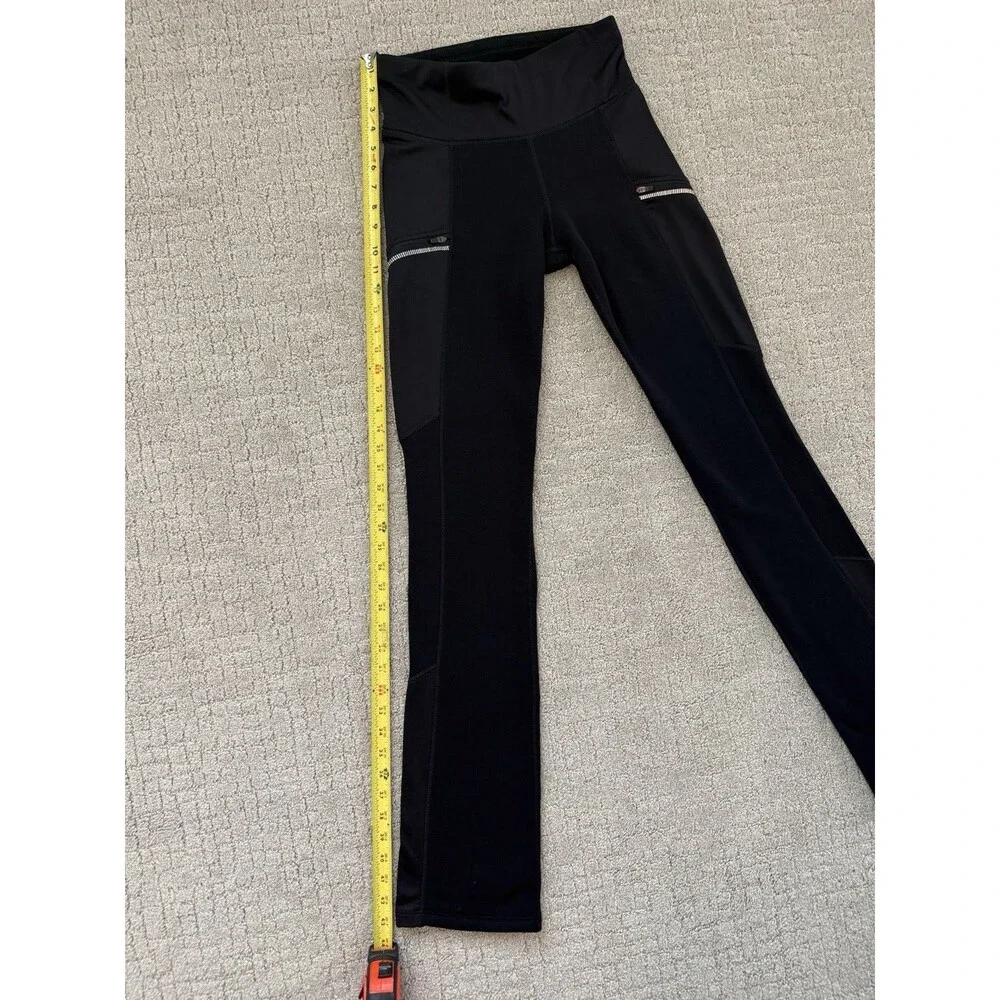 Athleta Polartec Powerlift Pants Womens Small Tall Black Fleece Bootcut Zip